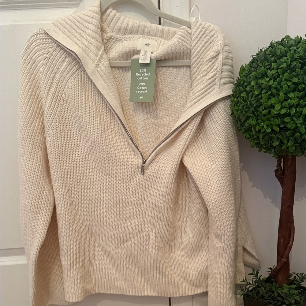 H&M Off-White Cowl Neck Sweater NWT